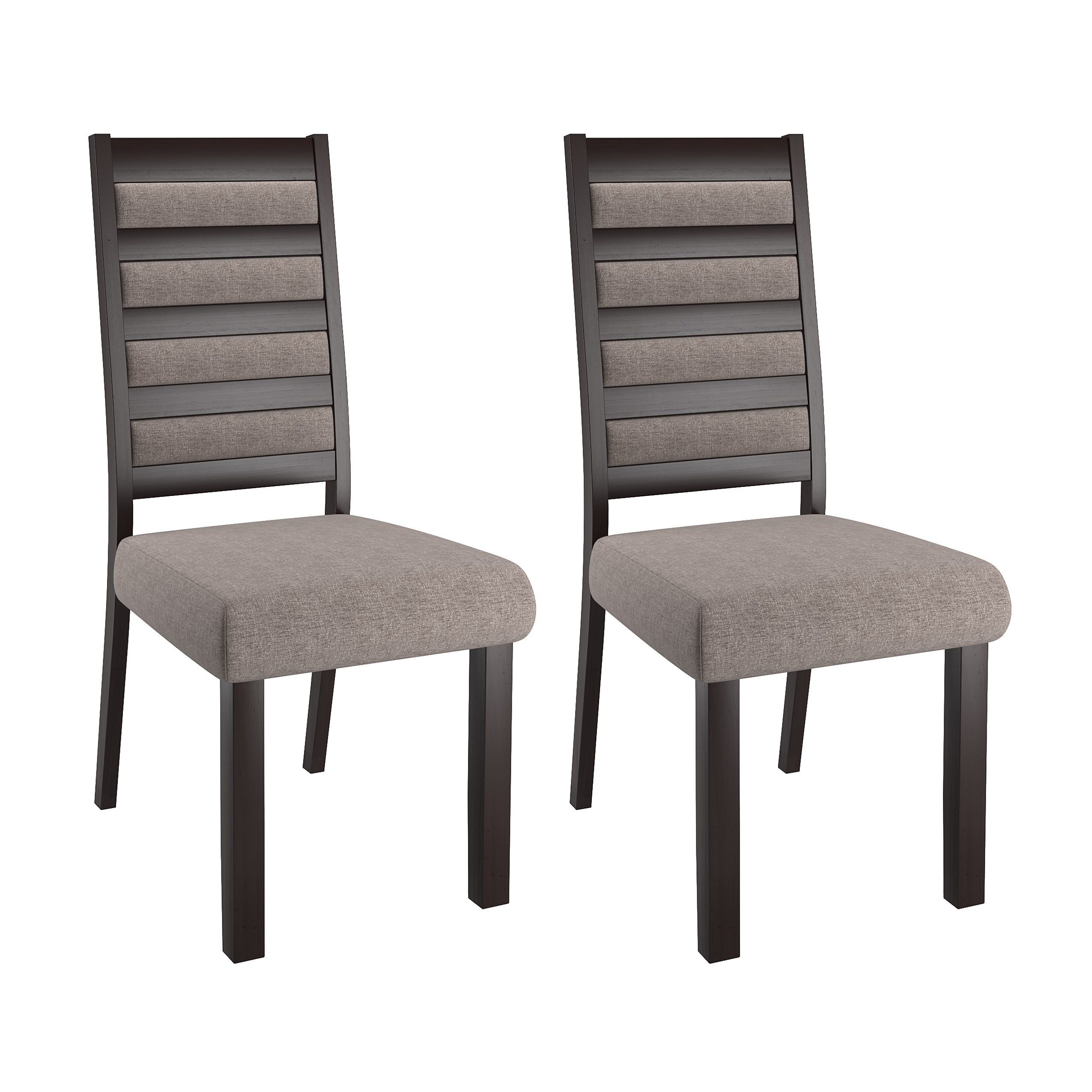 Grey Upholstered Dining Chairs, Solid Wood Legs