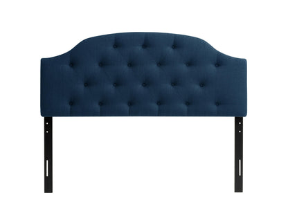 Navy blue diamond tufted headboard, full/double size, upholstered fabric with elegant design.