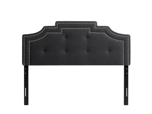 Dark grey padded headboard, full/double size, with tufted design and minimalist style.