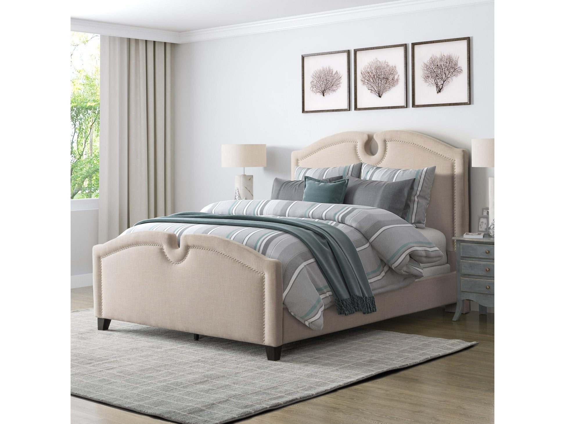 beige Twin / Single Bed Maeve Collection lifestyle scene by CorLiving#color_beige