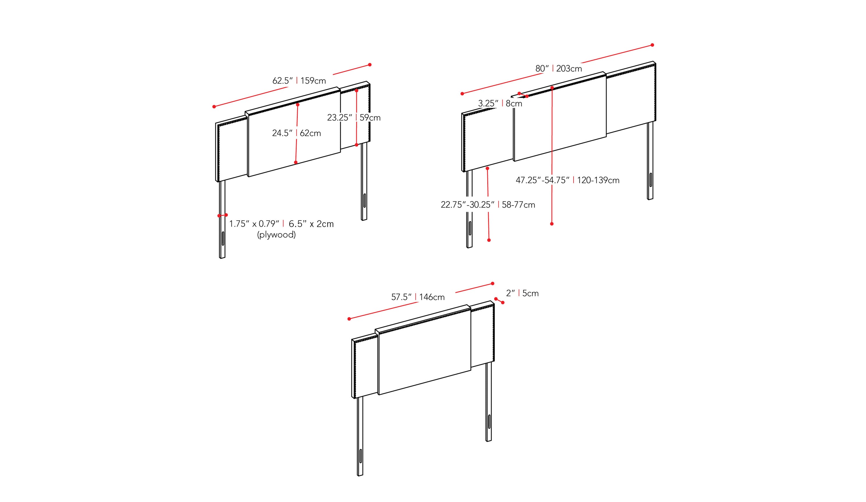 Grey adjustable headboard with tufted fabric, sleek design, and versatile height settings.