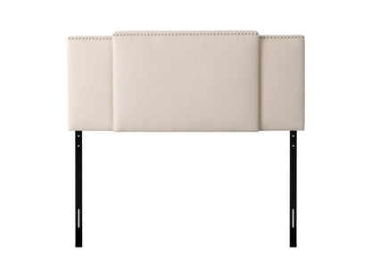 Cream adjustable headboard with tufted design, soft fabric, and versatile height settings for modern bedrooms