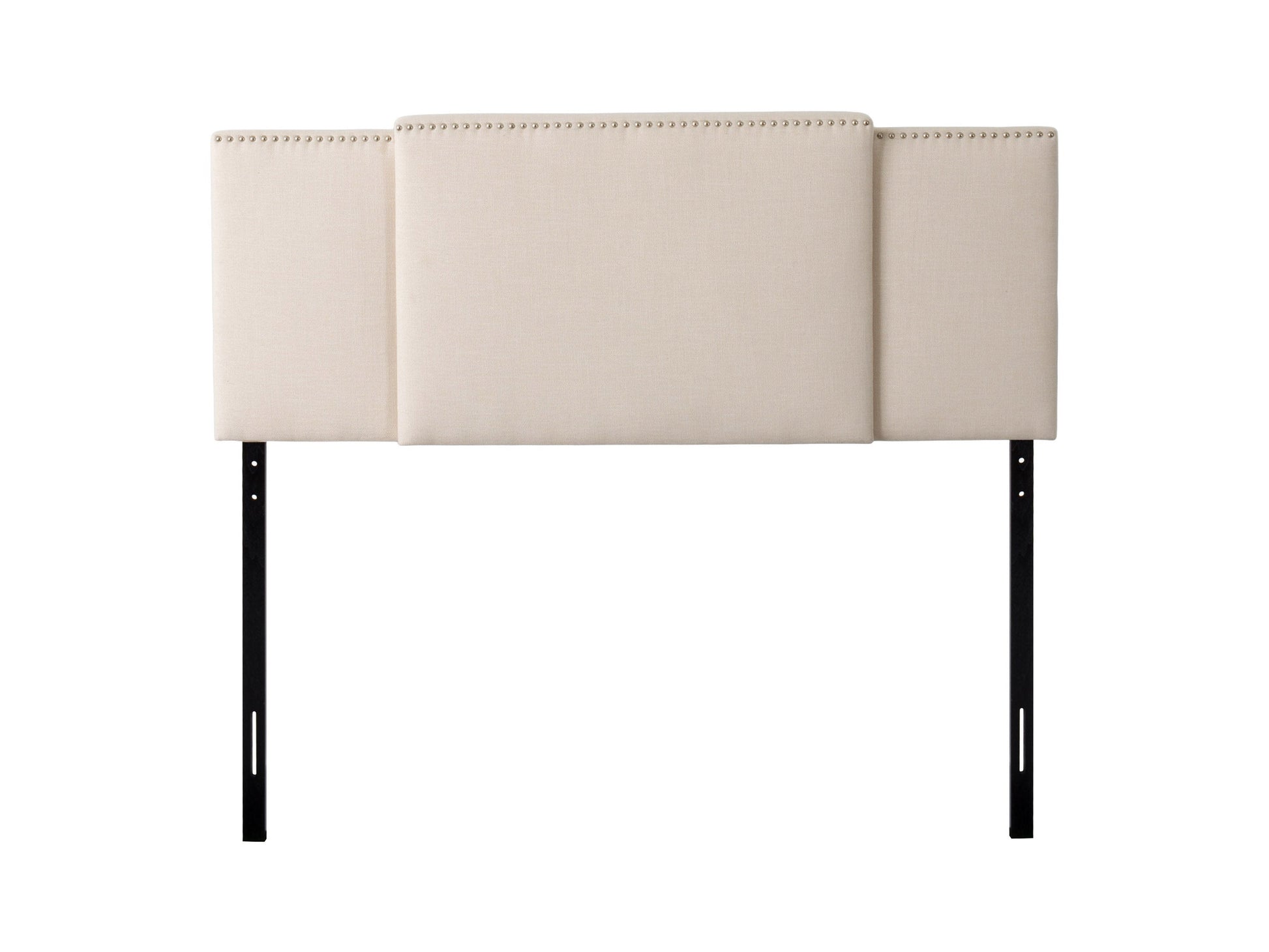 Cream adjustable headboard with tufted design and sleek modern style.