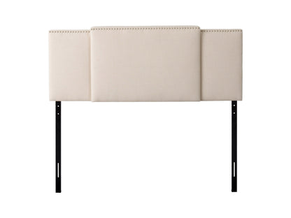 Cream adjustable headboard with tufted design and sleek modern style.