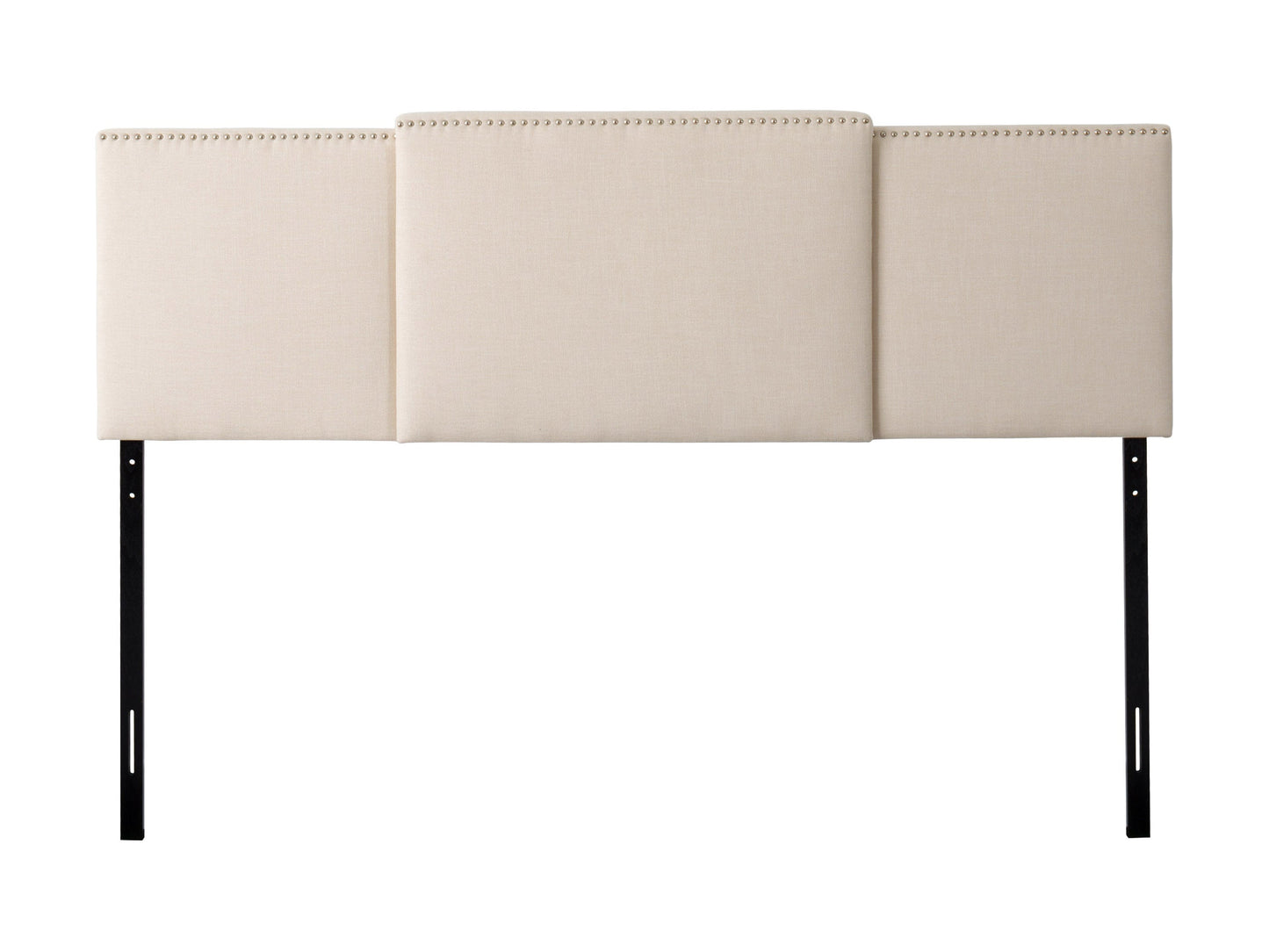 Cream adjustable headboard with tufted design, soft fabric, and versatile fit for modern bedroom decor.