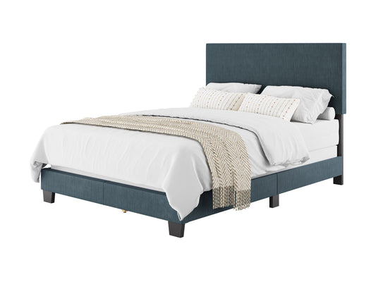 Modern Minimalist Upholstered Full Bed, Blue