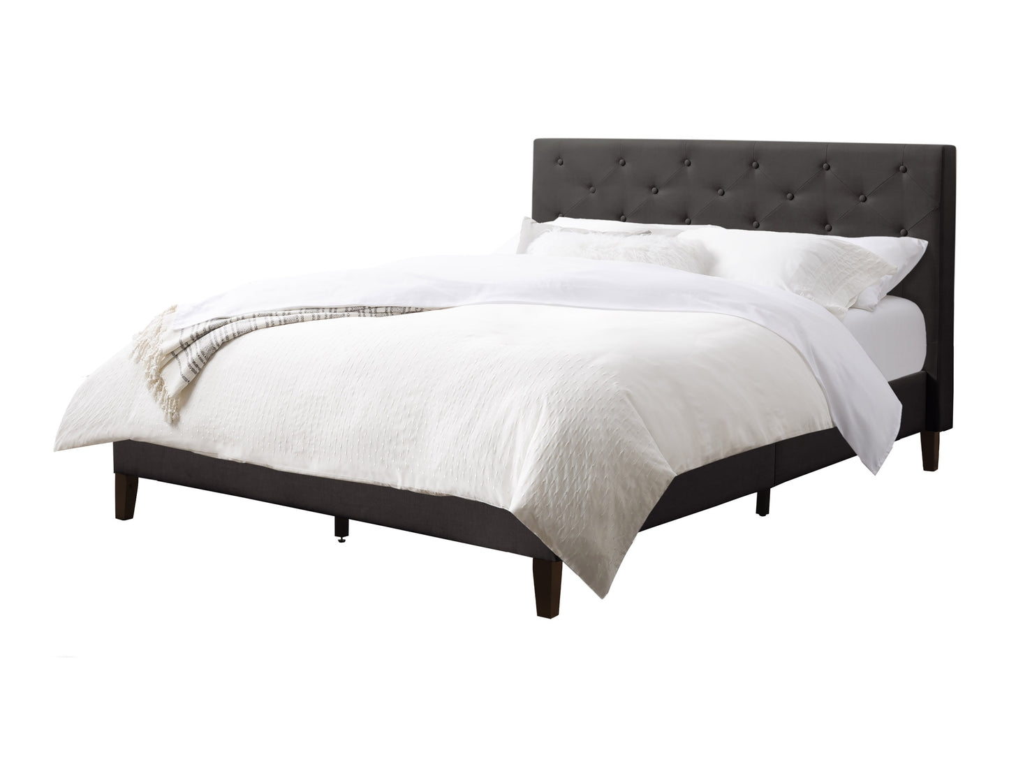 Button-Tufted Upholstered King Bed