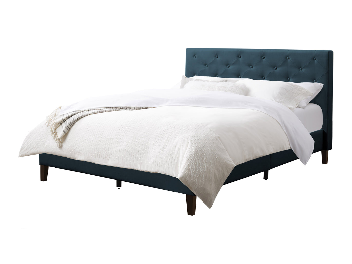 Button-Tufted Upholstered Queen Bed