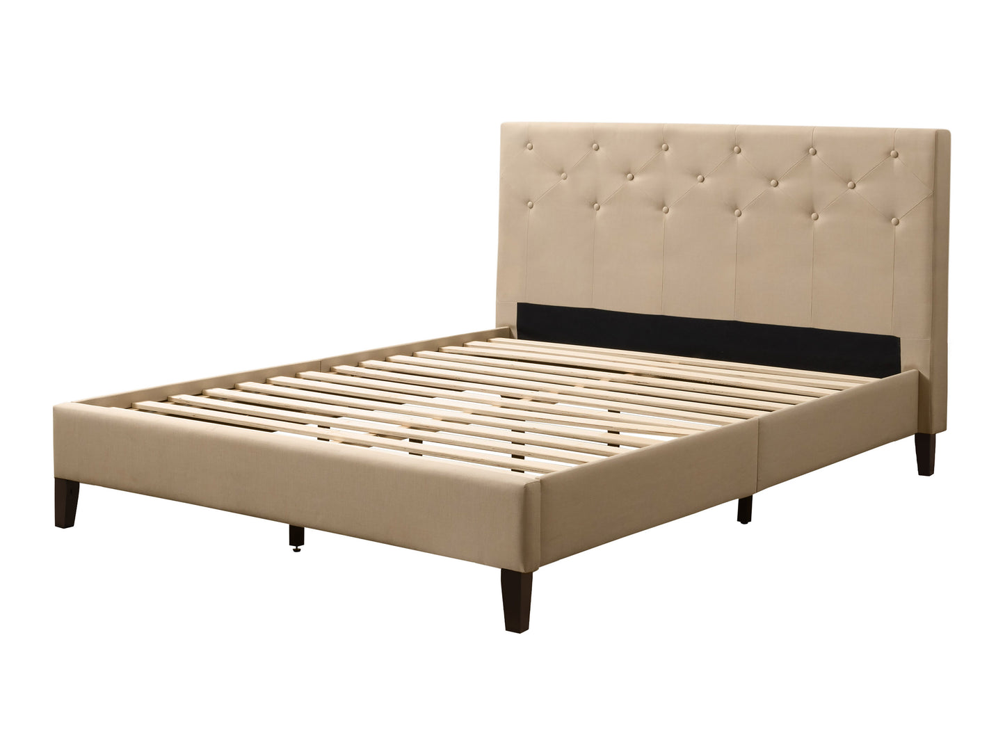 Button-Tufted Upholstered Queen Bed