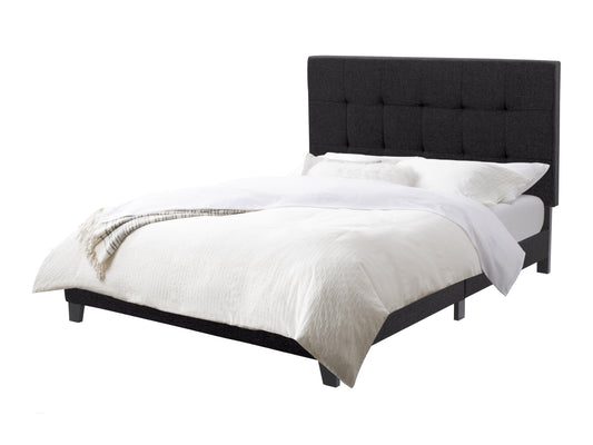 Black Tufted Double Fabric Bed