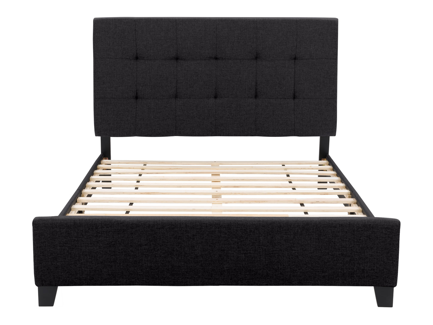 Black Tufted Double Fabric Bed