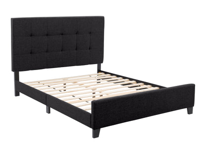 Black Tufted Double Fabric Bed