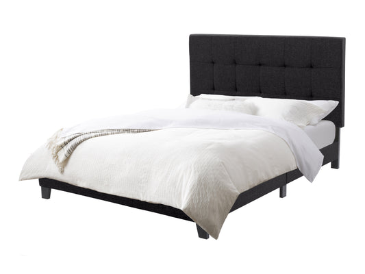 Black Tufted Single Fabric Bed