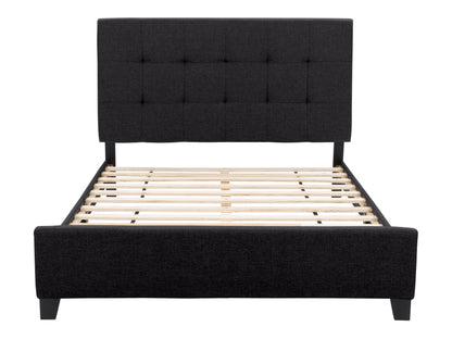 Black Tufted Single Fabric Bed