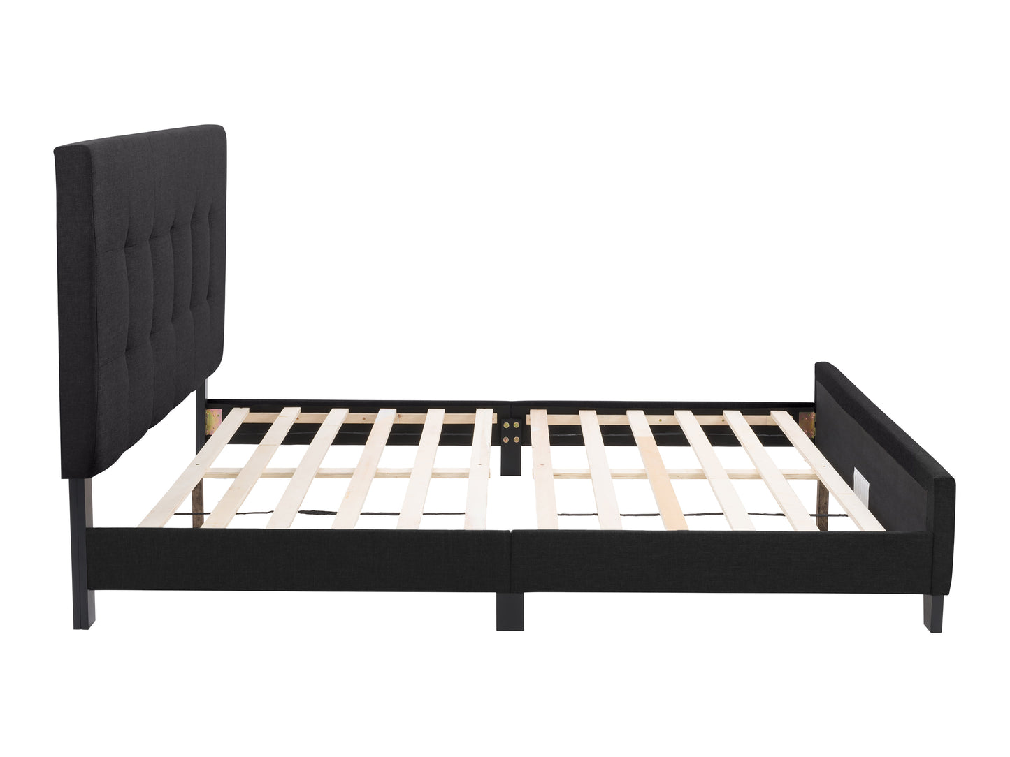 Black Tufted Single Fabric Bed