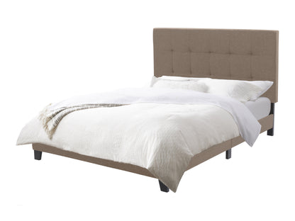 Warm Stone Tufted Double Fabric Bed