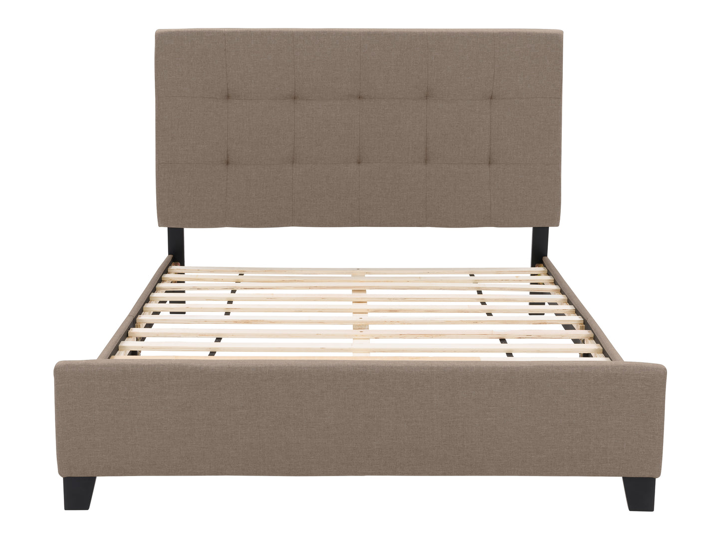 Warm Stone Tufted Double Fabric Bed