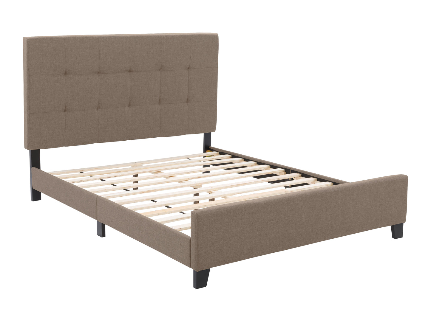 Warm Stone Tufted Double Fabric Bed