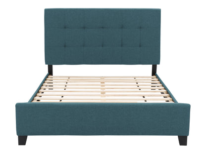 Ocean Blue Tufted Double Fabric Bed