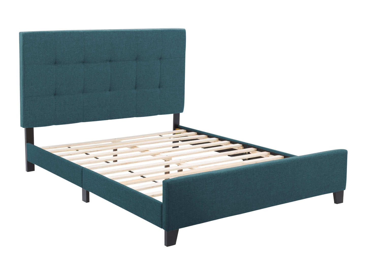 Ocean Blue Tufted Double Fabric Bed