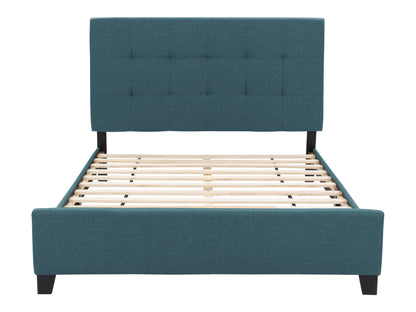 Ocean Blue Tufted Queen Fabric Bed