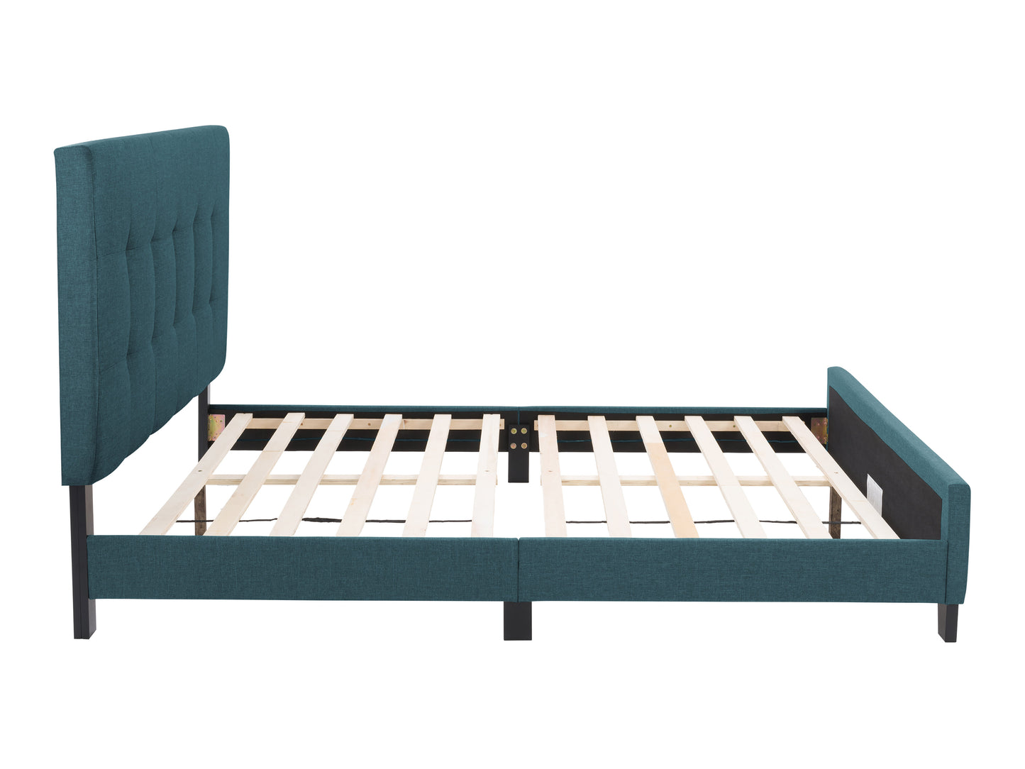 Ocean Blue Tufted Single Fabric Bed