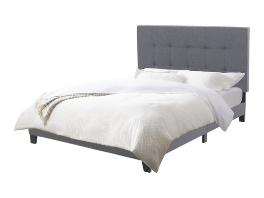 Grey Tufted Double Fabric Bed