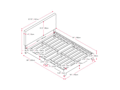 Warm Stone Fabric Double Bed with Slats