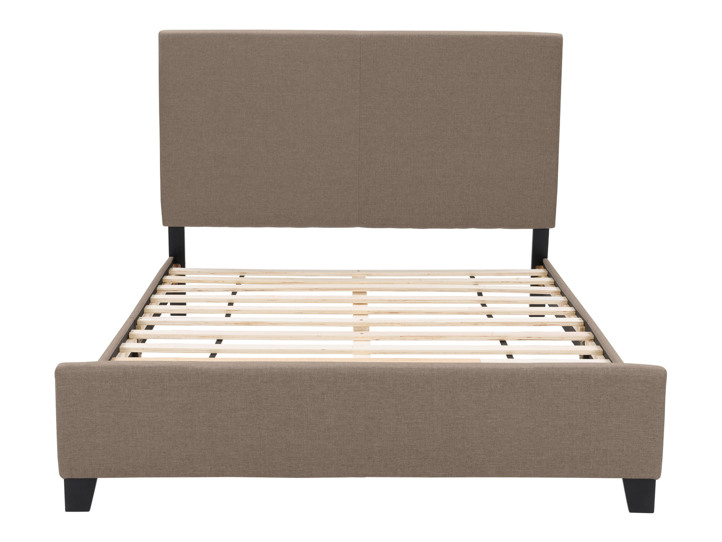 Warm Stone Fabric Queen Bed with Slats