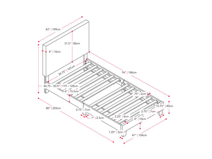 Warm Stone Fabric Single Bed with Slats