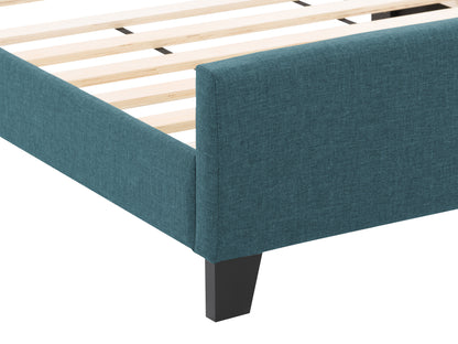 Ocean Blue Fabric Double Bed with Slats