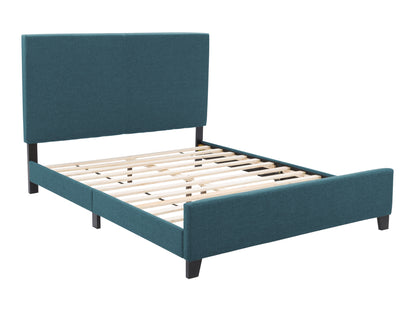 Ocean Blue Fabric Double Bed with Slats