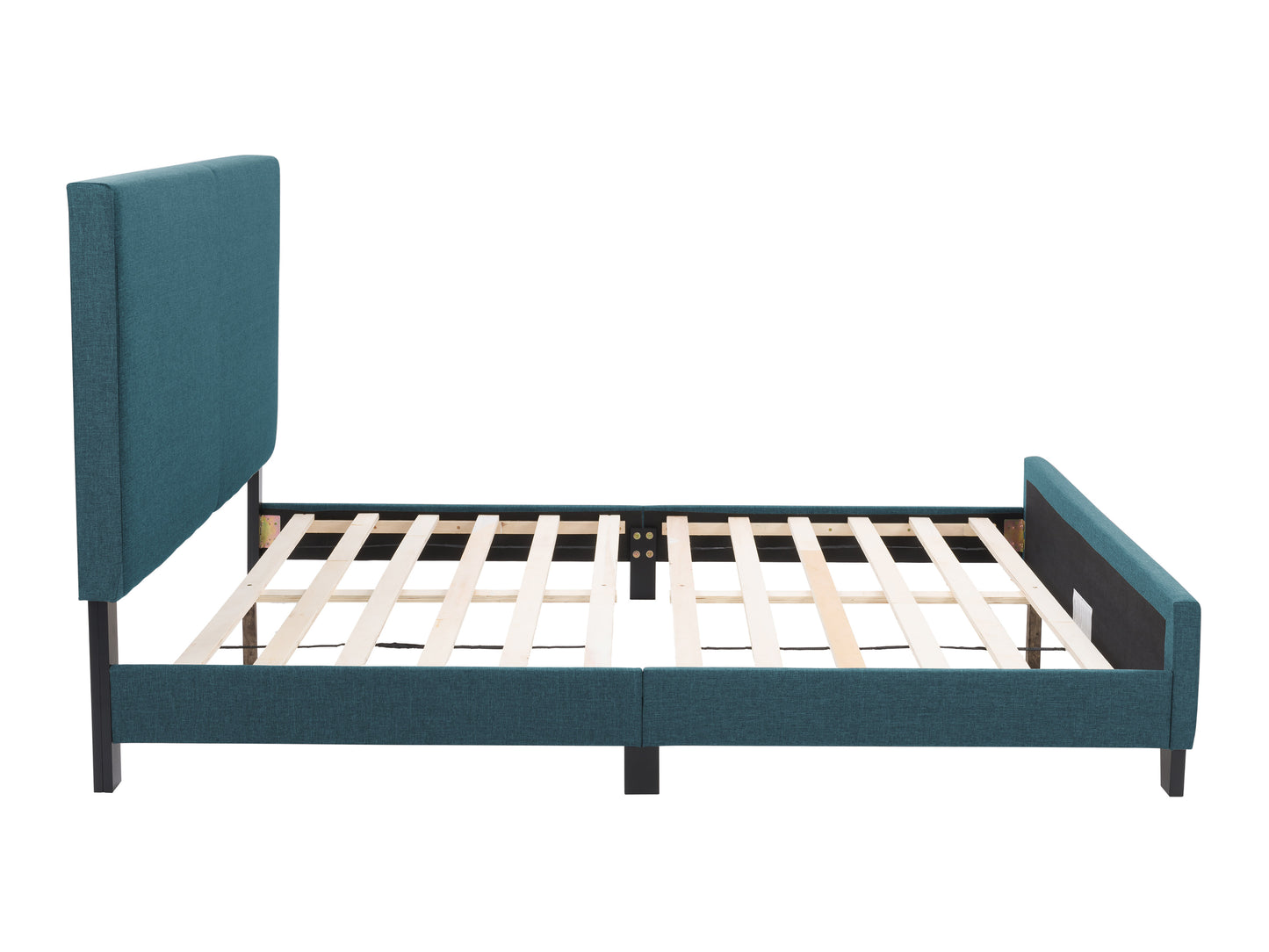 Ocean Blue Fabric Double Bed with Slats