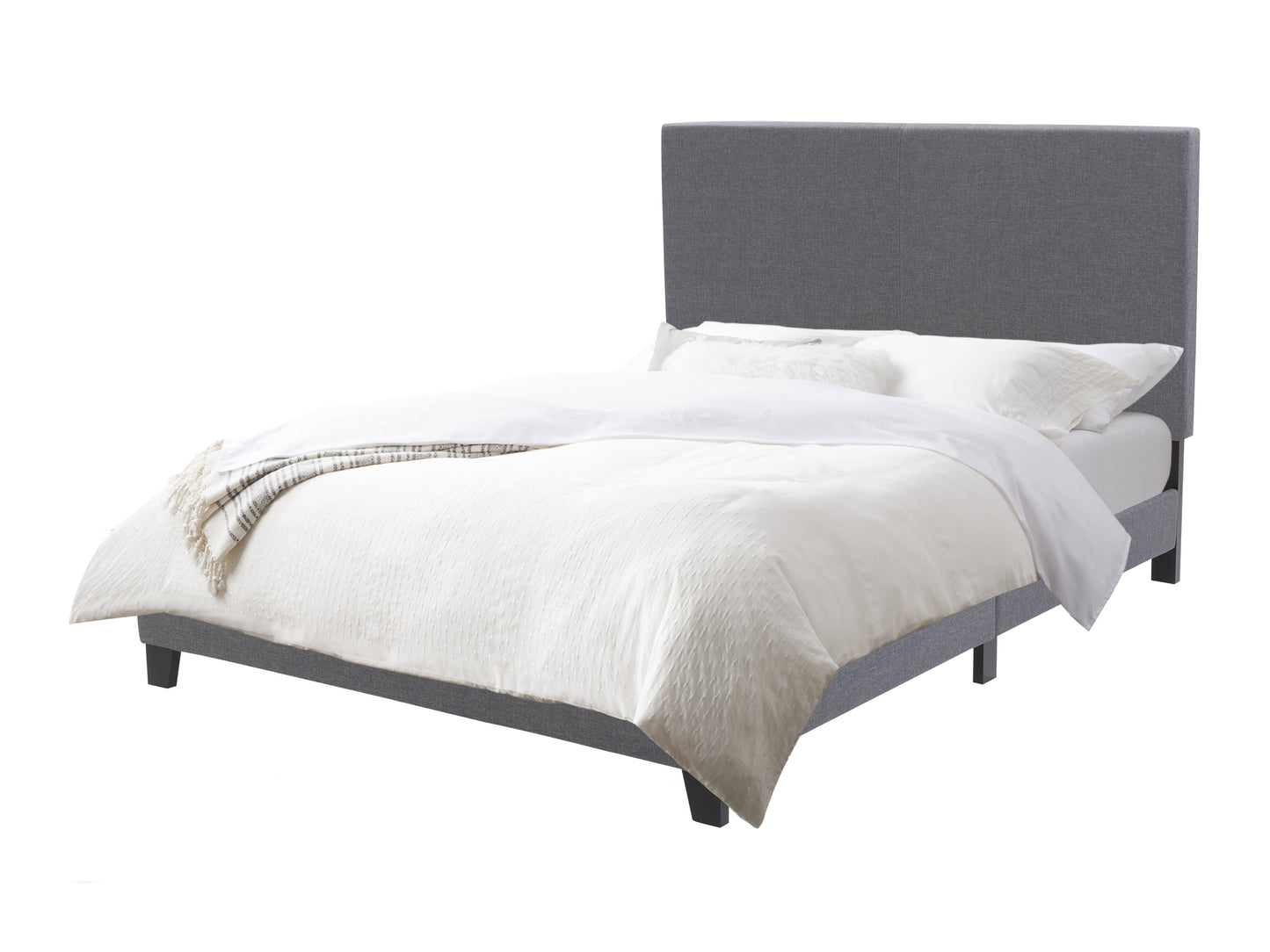 Grey Fabric Bed Queen with Slats