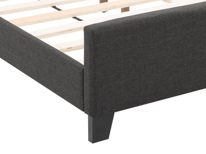 Charcoal Fabric Double Bed with Slats