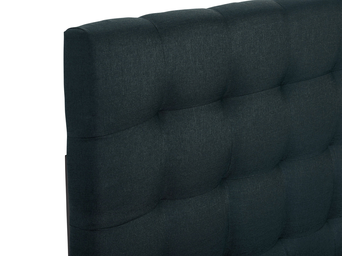 Blue twin headboard with modern design, upholstered fabric, and sleek minimalist style.