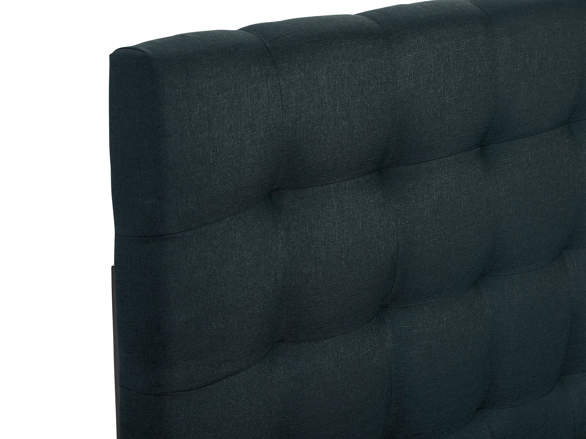 Blue twin headboard with modern design, upholstered fabric, and sleek minimalist style.