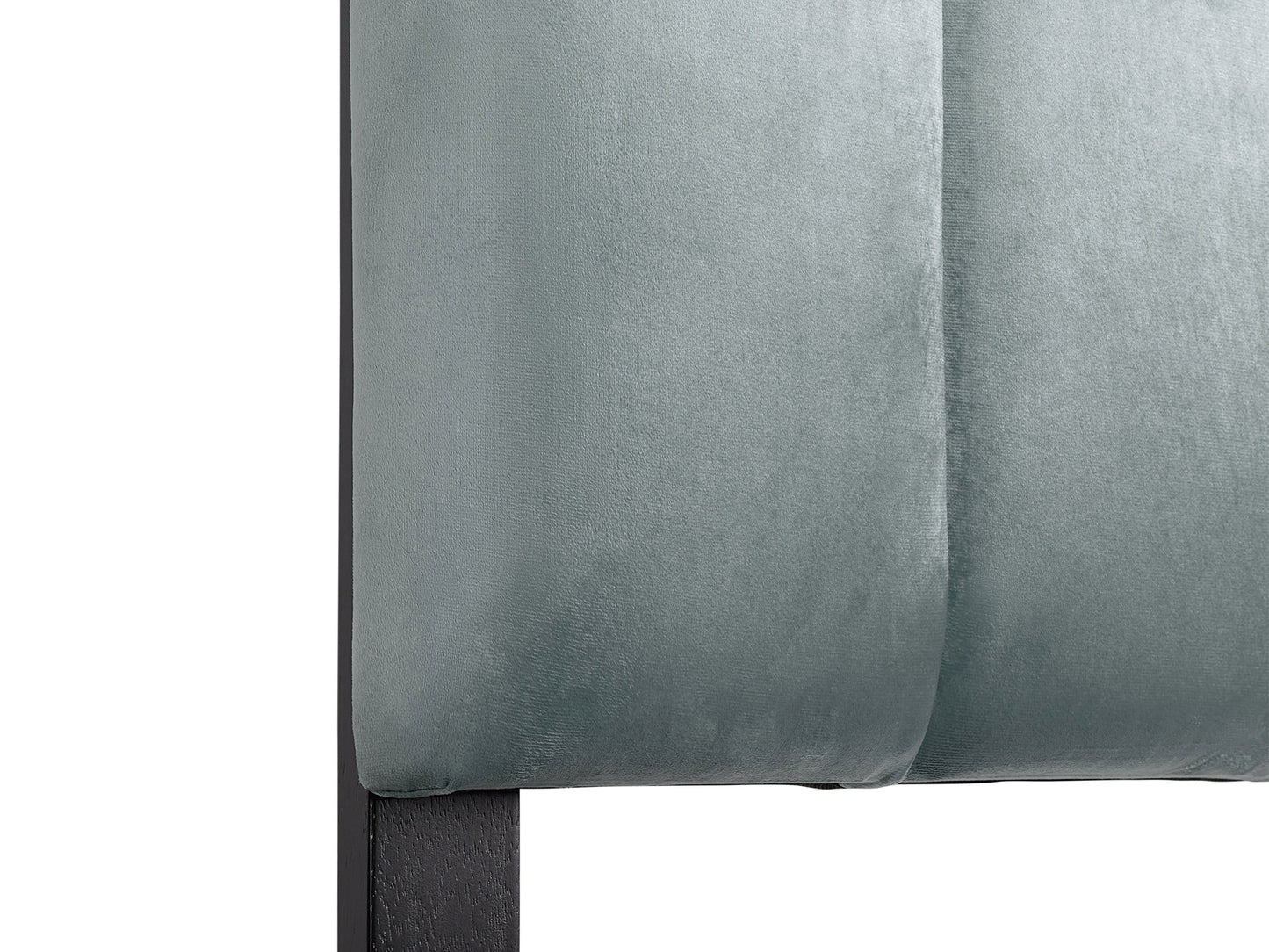 Light blue king-size panel headboard with tufted fabric and elegant minimalist design.