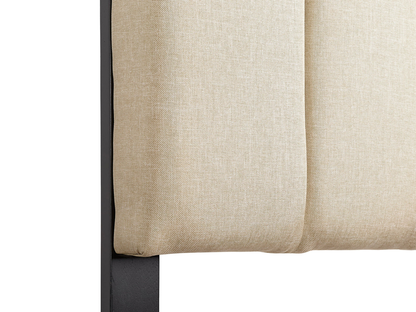 Cream panel headboard, full/double size, upholstered fabric with vertical stitching, modern bedroom furniture.