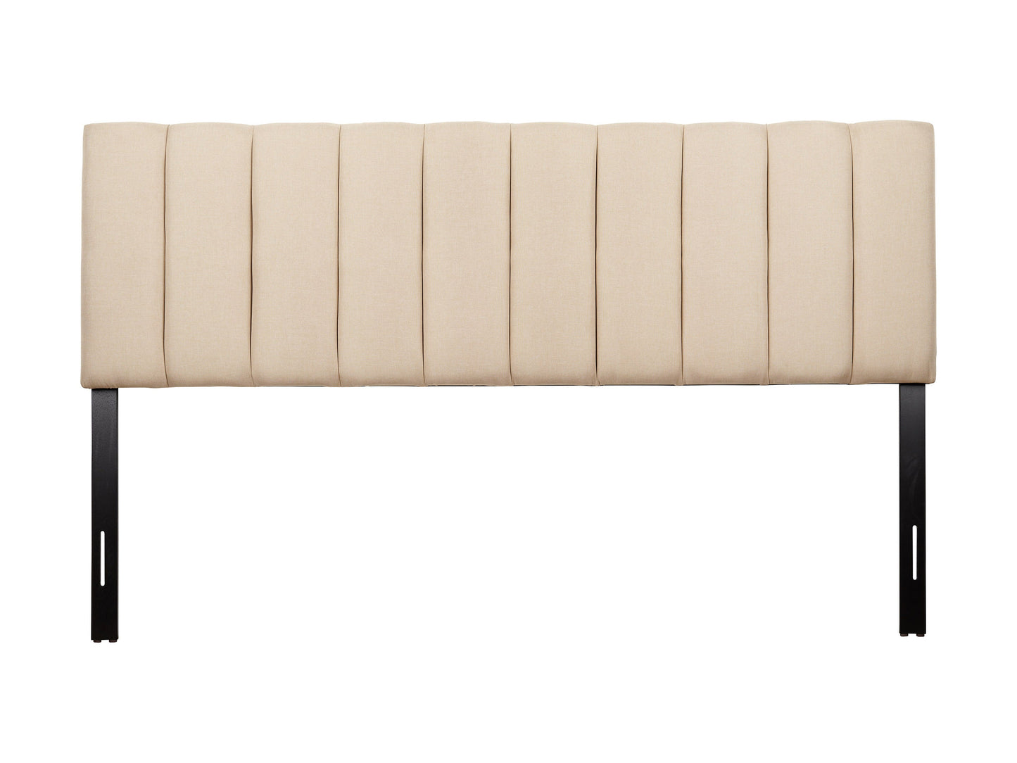 Cream panel headboard, king size, with tufted upholstery and elegant minimalist design.