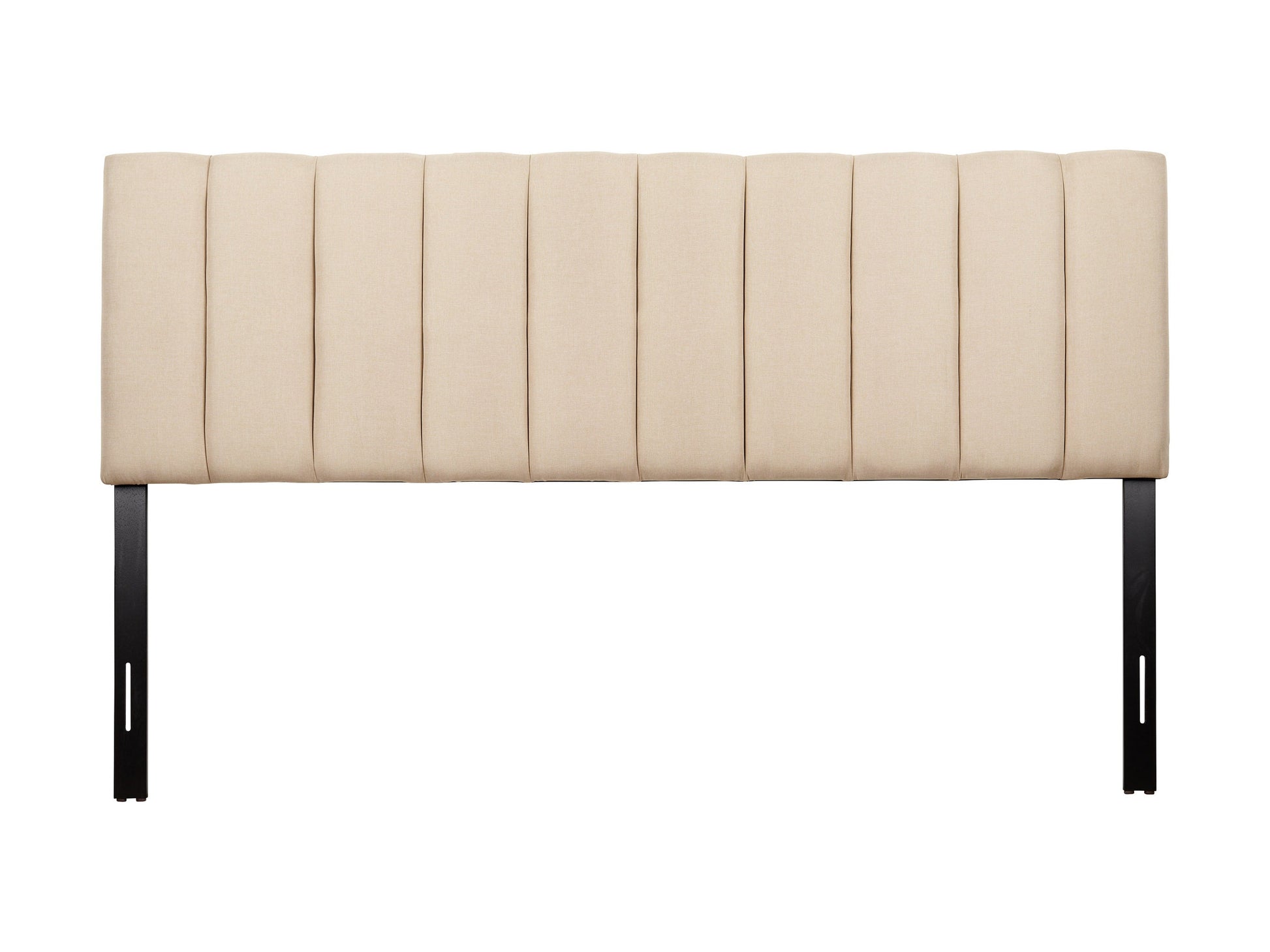 Cream panel headboard, king size, with tufted upholstery and elegant minimalist design.