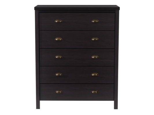 Black 5-Drawer Dresser with Interlocking Drawers