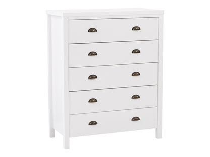 White 5-Drawer Dresser with Interlocking Drawers