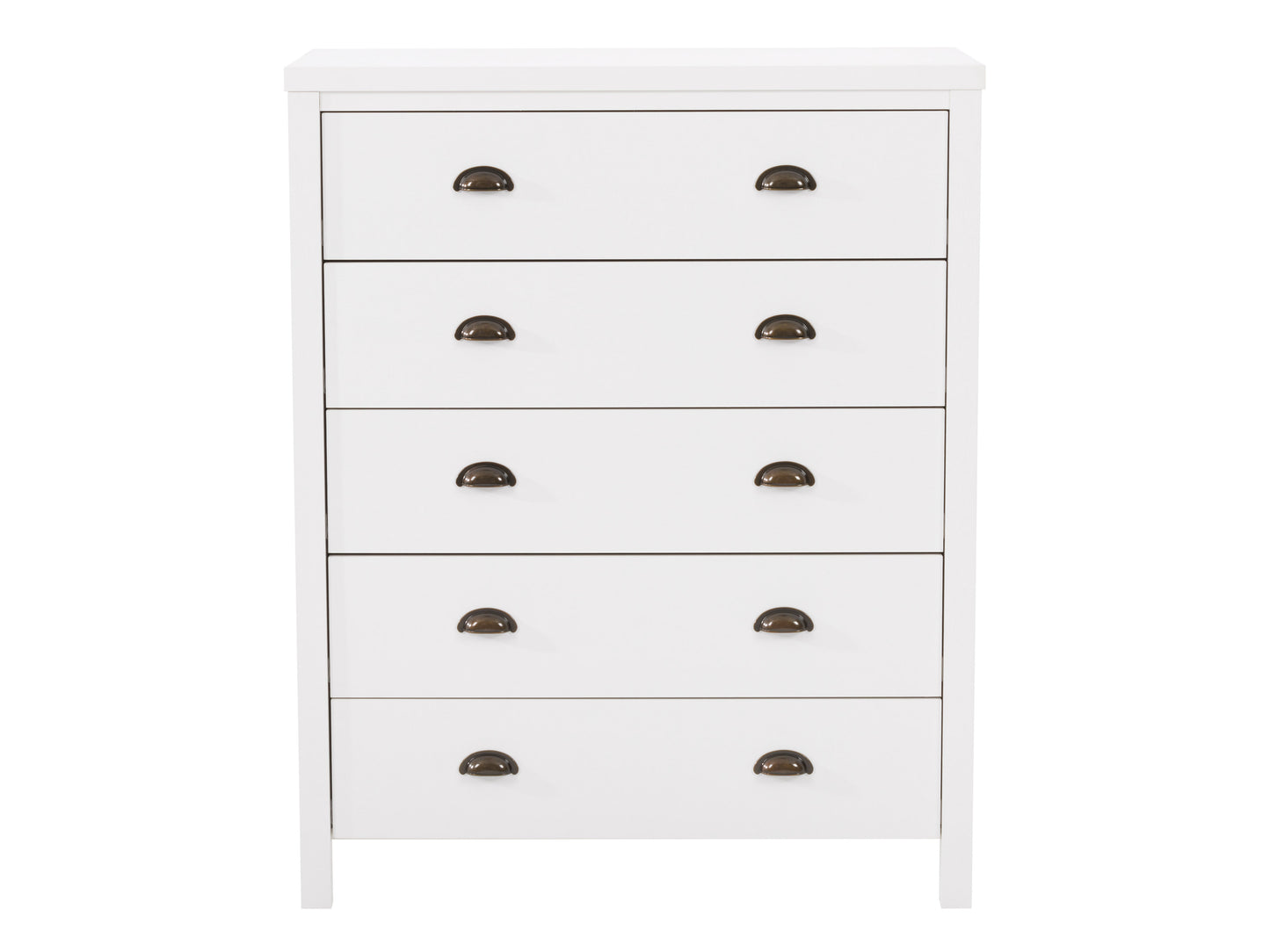 White 5-Drawer Dresser with Interlocking Drawers