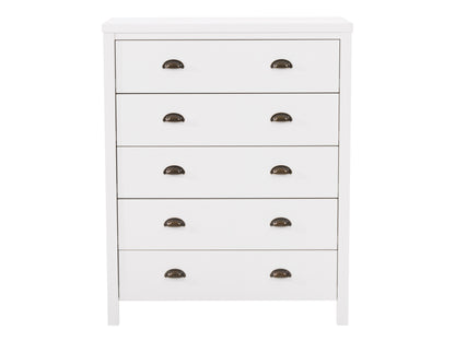 White 5-Drawer Dresser with Interlocking Drawers