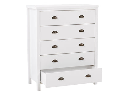 White 5-Drawer Dresser with Interlocking Drawers