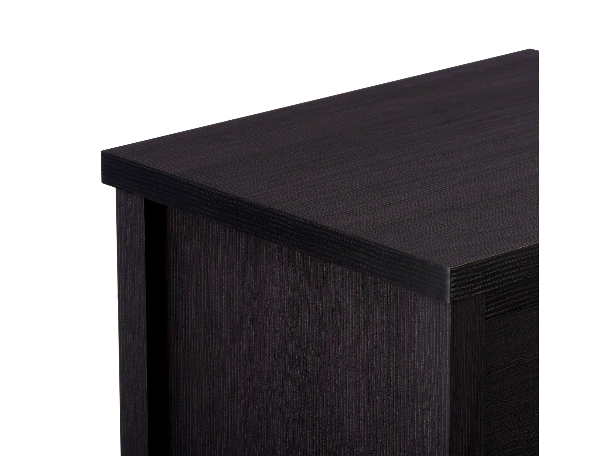 Black 2 drawer night stand with sleek design, metal handles, and smooth finish for modern bedroom decor.