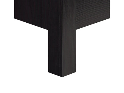 Black 2 drawer night stand with sleek handles, modern design, and sturdy wooden construction.