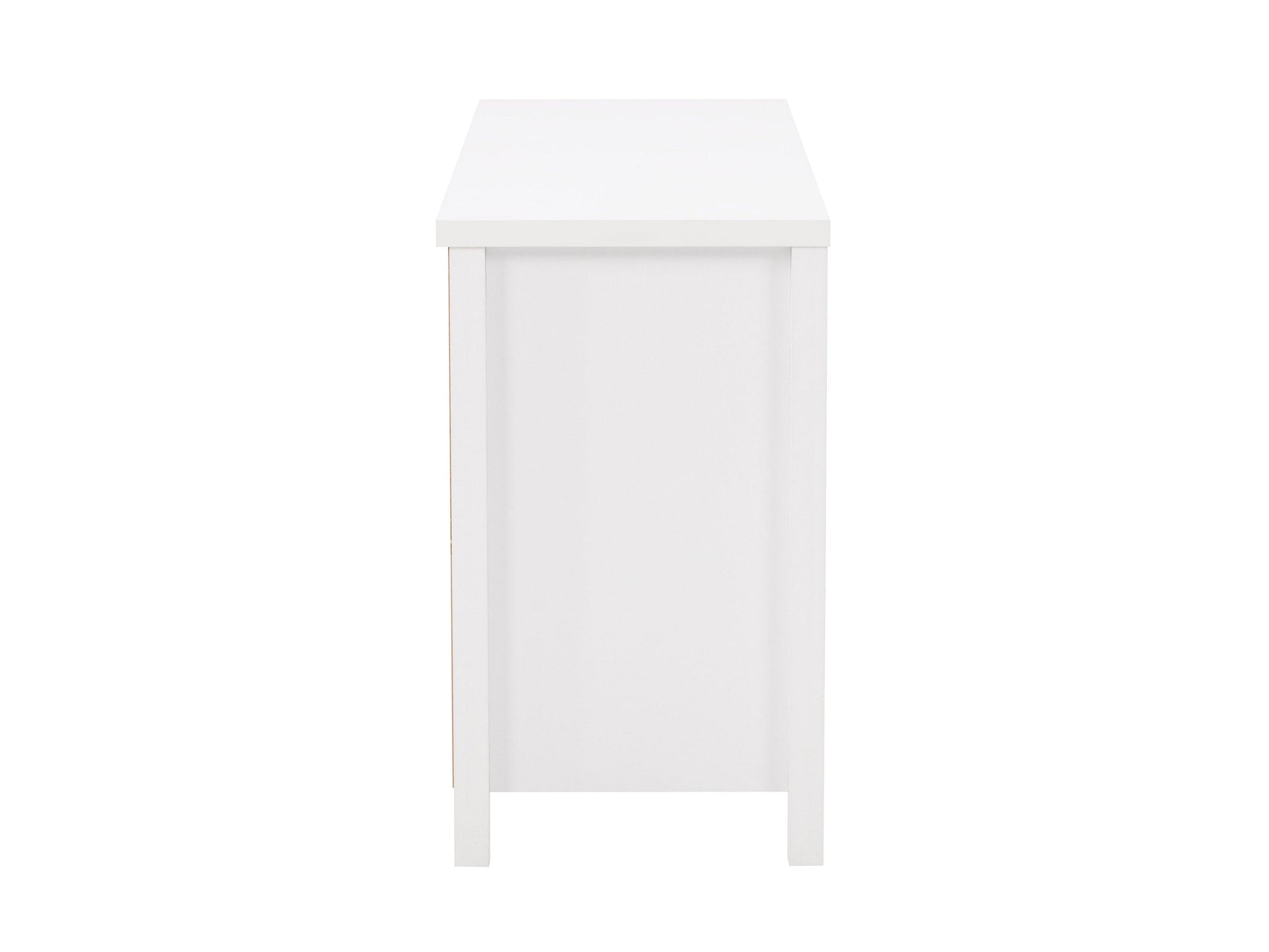 White 6 drawer dresser with sleek handles, modern design, and ample storage space.