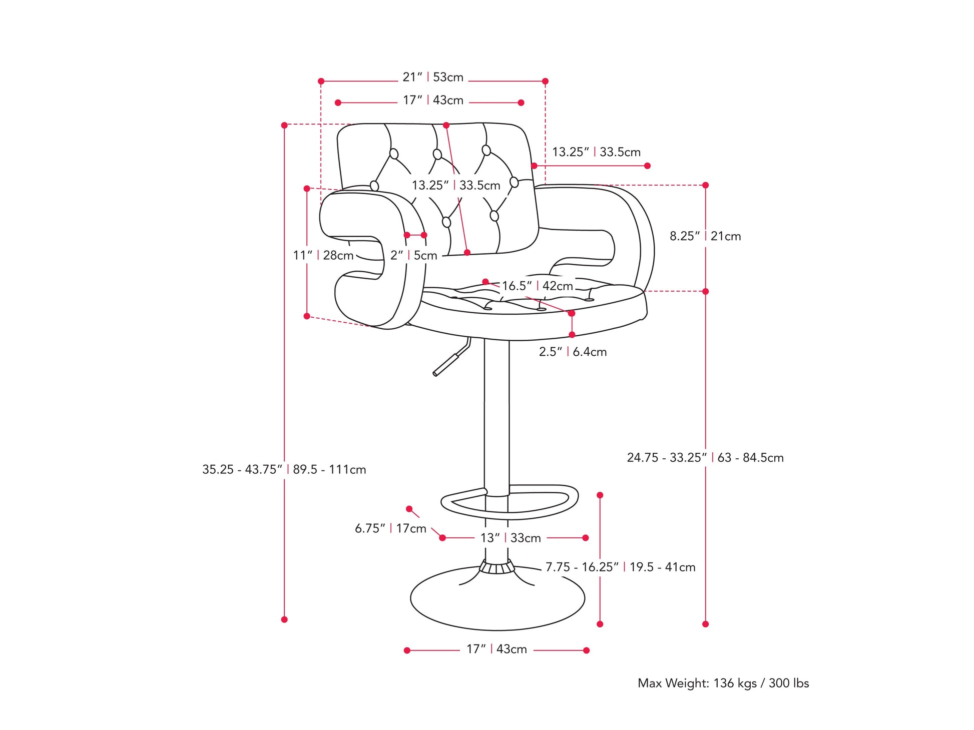 Dark grey bar stools with arms, cushioned seats, and sleek metal legs, set of 2.